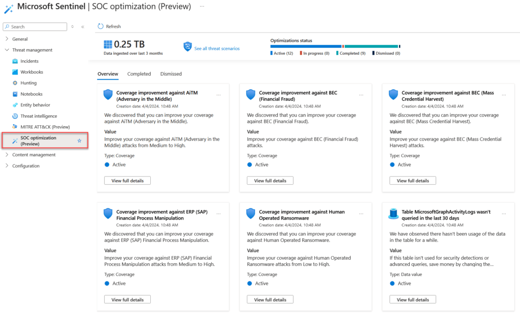 SOC Optimization in Microsoft Sentinel